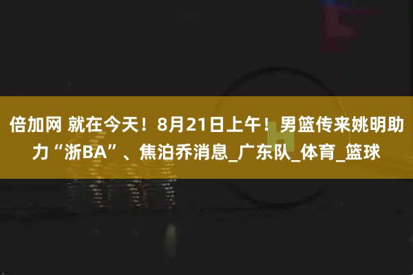 倍加网 就在今天！8月21日上午！男篮传来姚明助力“浙BA”、焦泊乔消息_广东队_体育_篮球